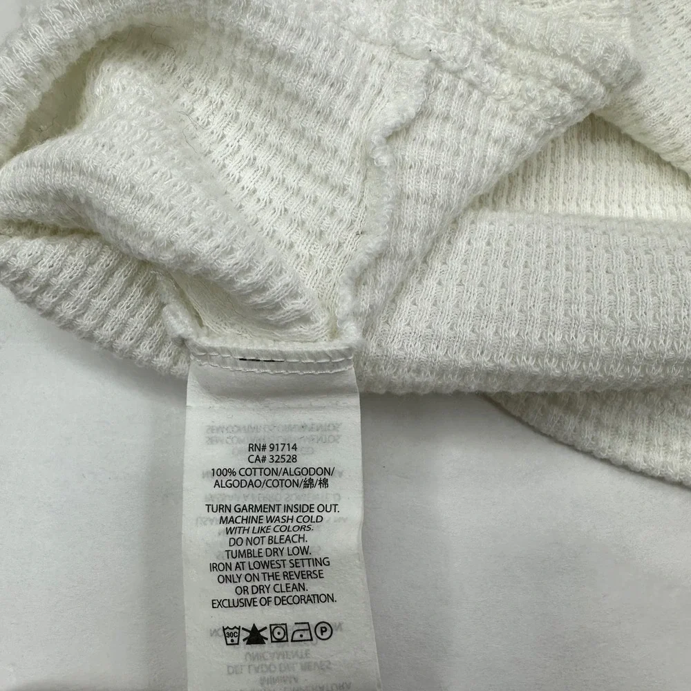 Armani Exchange Mens XXL White Waffle Knit Thermal Long Sleeve Shirt Logo Back